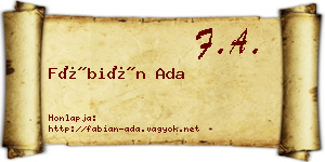 Fábián Ada névjegykártya